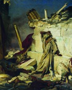 "Cry of prophet Jeremiah on the Ruins of Jerusalem," (1870) by Ilya Repin (1844-1930), Tretyakov Gallery.