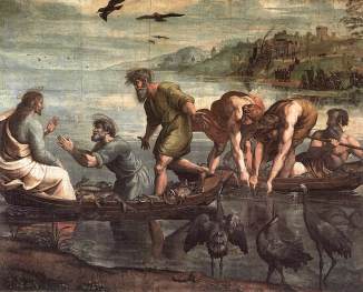 "The Miraculous Draught of Fishes" (1515), by Raphael (1483-1520), Victoria and Albert Museum.