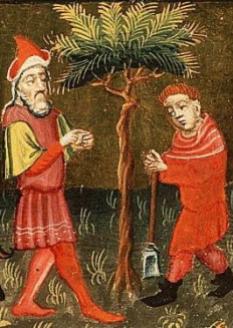 Detail, "Parable of the Fig Tree" (1430). Koninklijke Bibliotheek, The Hague.