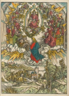 "St. John before God and the Elders" (1497-1498) from "The Revelation of St. John" by Albrecht Dürer (1471-1528). Houghton Library, Harvard.