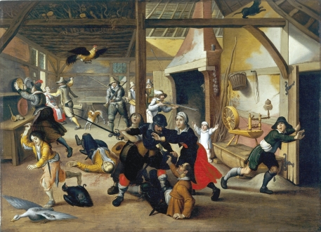 "Soldiers Plundering a Farm" (1620), by Sebastiaen Vrancx (1573–1647). Deutsches Historisches Museum, Berlin.