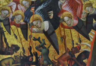 "Retable of archangel St. Michael" by Jaume Mateu (1382–1452). Museu de Belles Arts de València. Image by Joanbanjo, Creative Commons Attribution-Share Alike 4.0 International license.