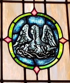The Pelican Window at Emmaus Lutheran Church, Dorsey, Illinois. (We have since determined that this is the Passion Window, but I still think it is a good image of the Christian life and I'm sticking to it!)